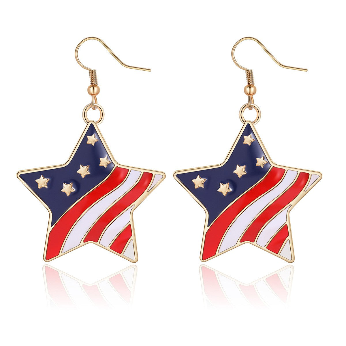 Red, White, & Blue Alloy Star Drop Earrings