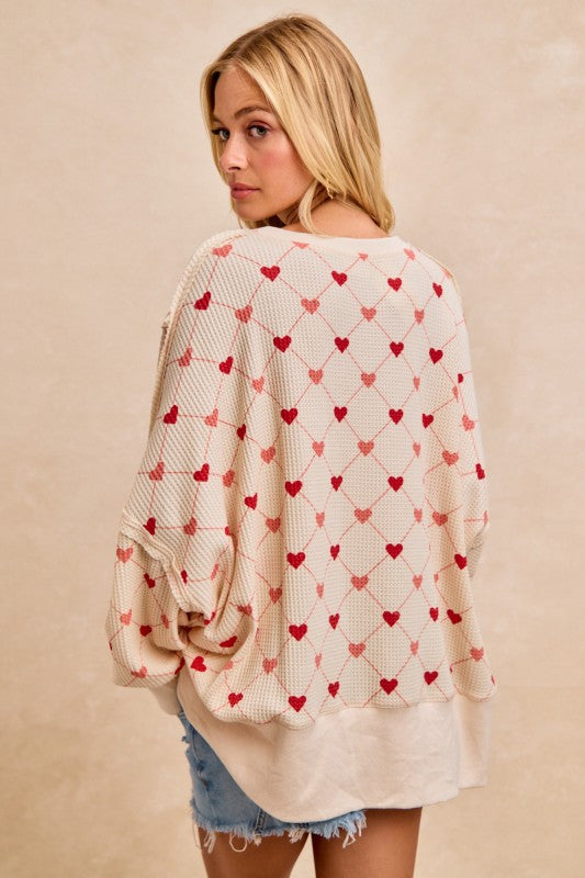 Sweetheart Waffle Thermal Sweatshirt