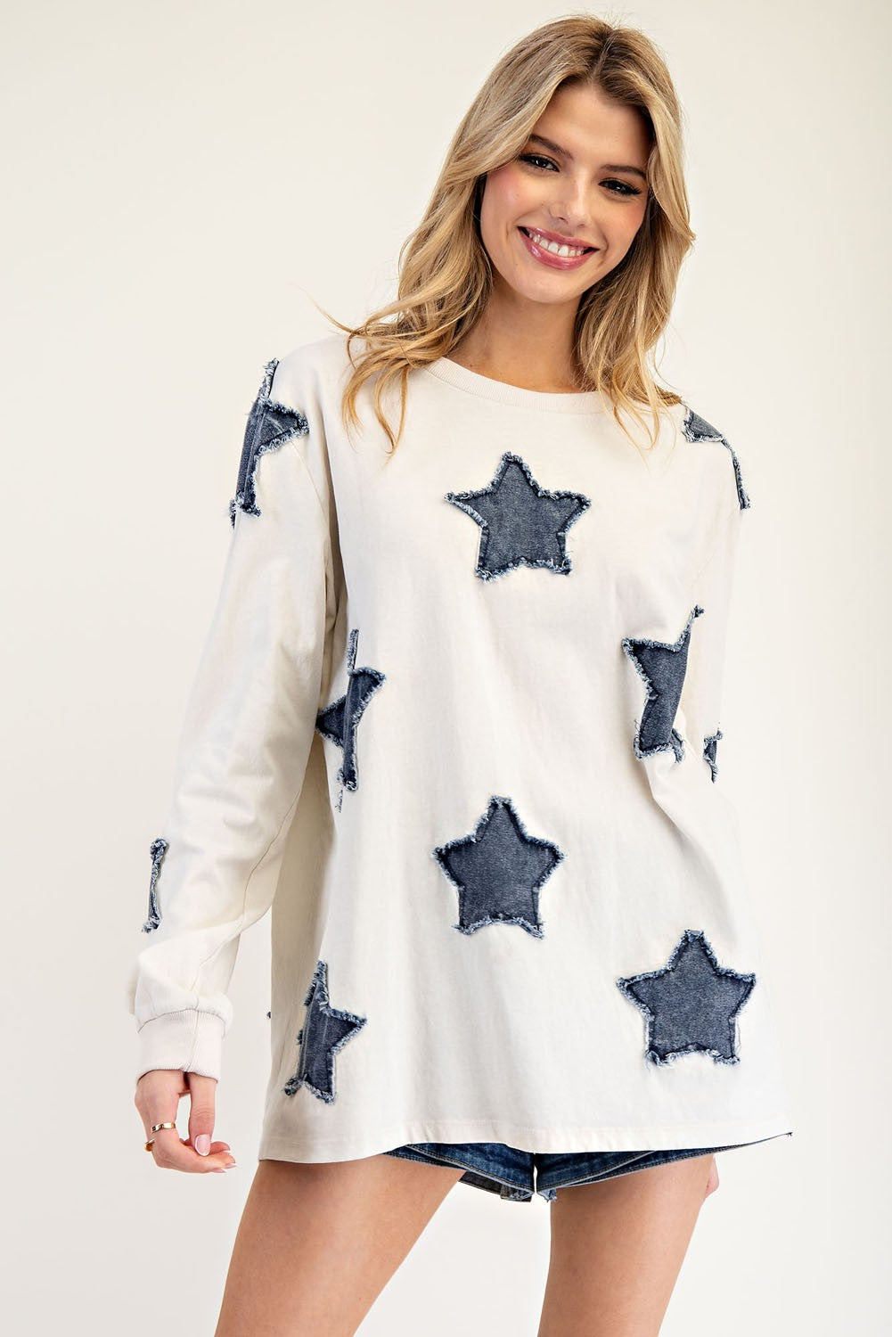 Mineral Washed Star Long Sleeve Top