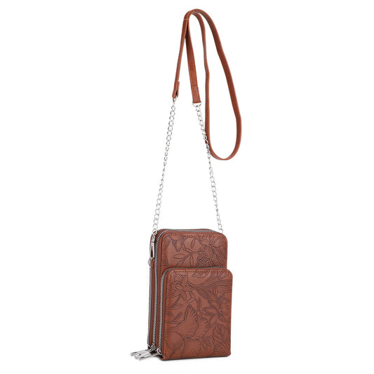 Rustic Charm Tooled Crossbody Bag