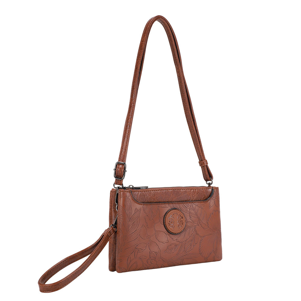 Rustic Luxe Tooled Crossbody Wristlet