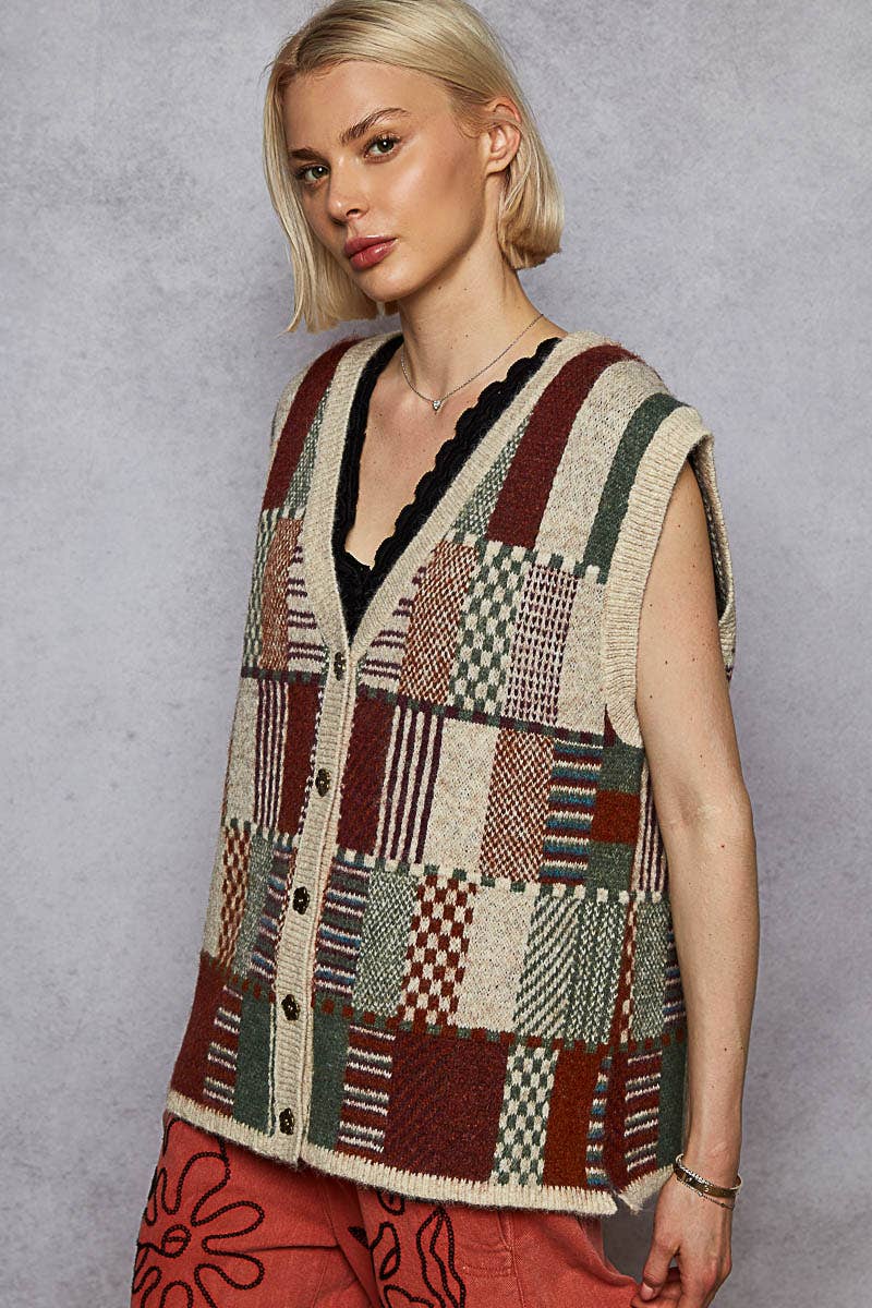 Colorblock Charm V-Neck Sweater Tank