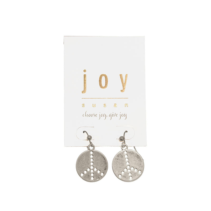 Peace Perforated Charm Fishhook Earrings