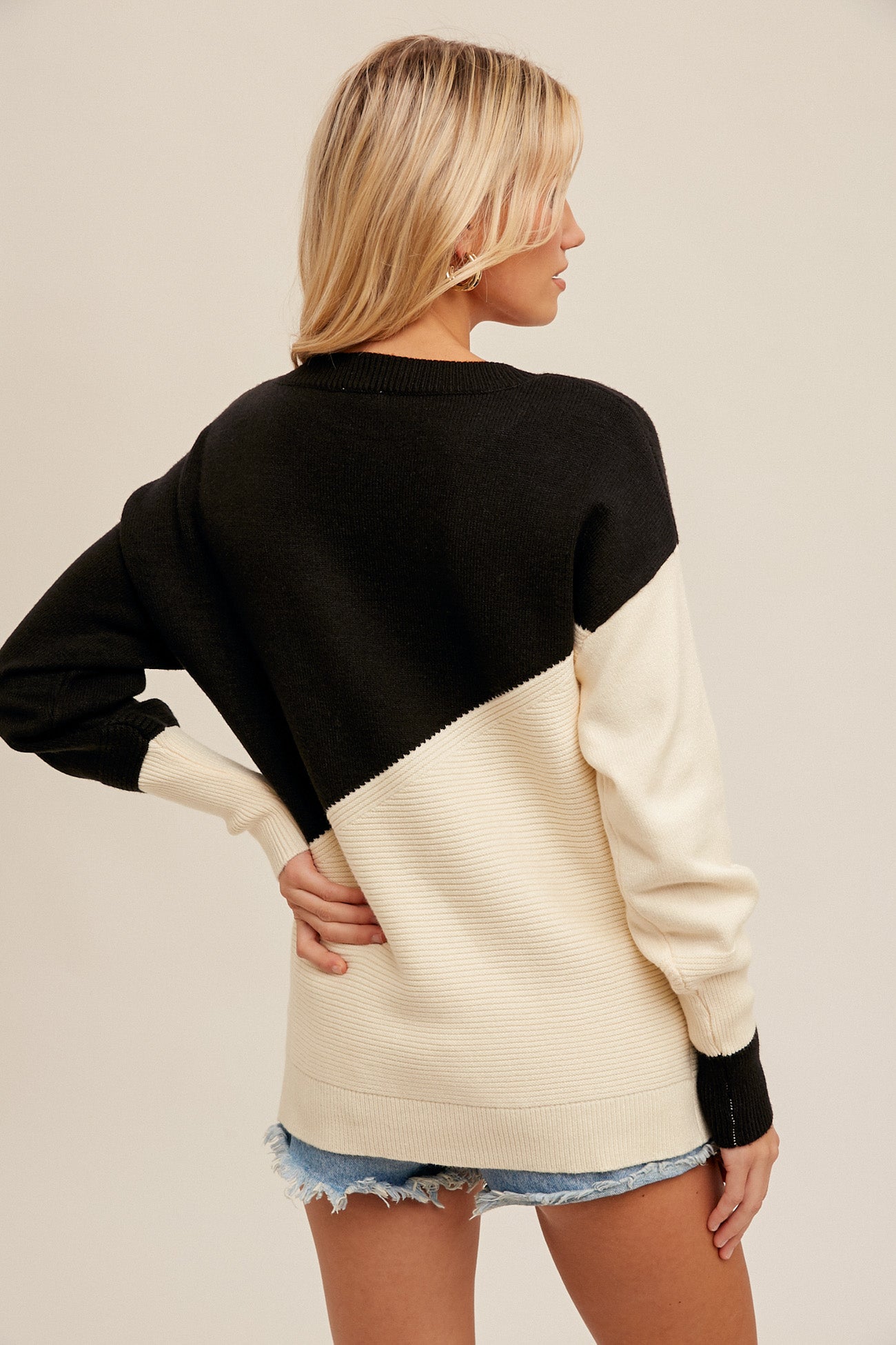 Color Block Asymmetrical Sweater
