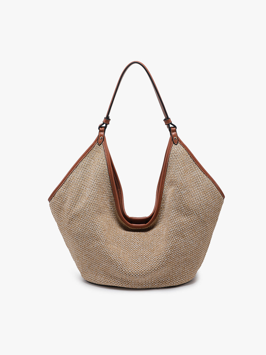 Cecilia Slouchy Soft Straw Woven Hobo w/ Snap Closure