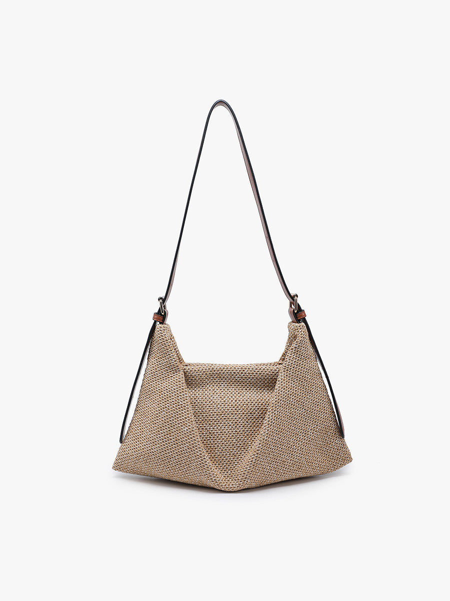 Samantha Soft Straw Woven Shoulder Bag w/ Snap Closure