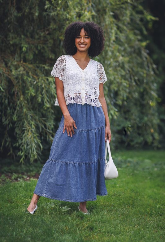 Button Front Crochet Top
