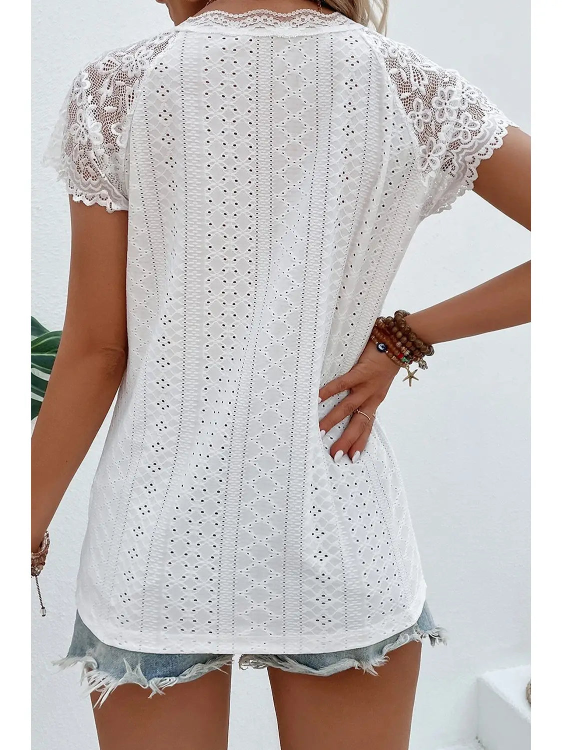 Elegant Eyelet Embroidered T-Shirt