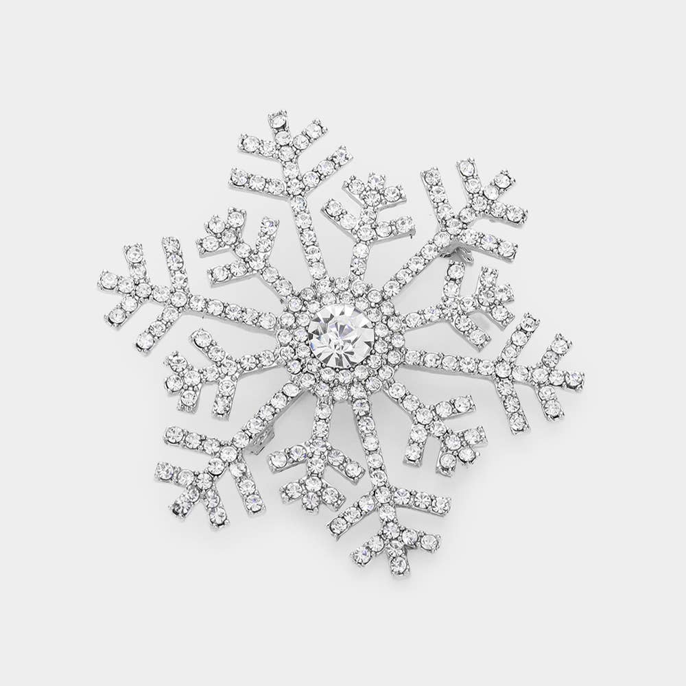 Crystal Pave Snowflake Pin Brooch / Pendant