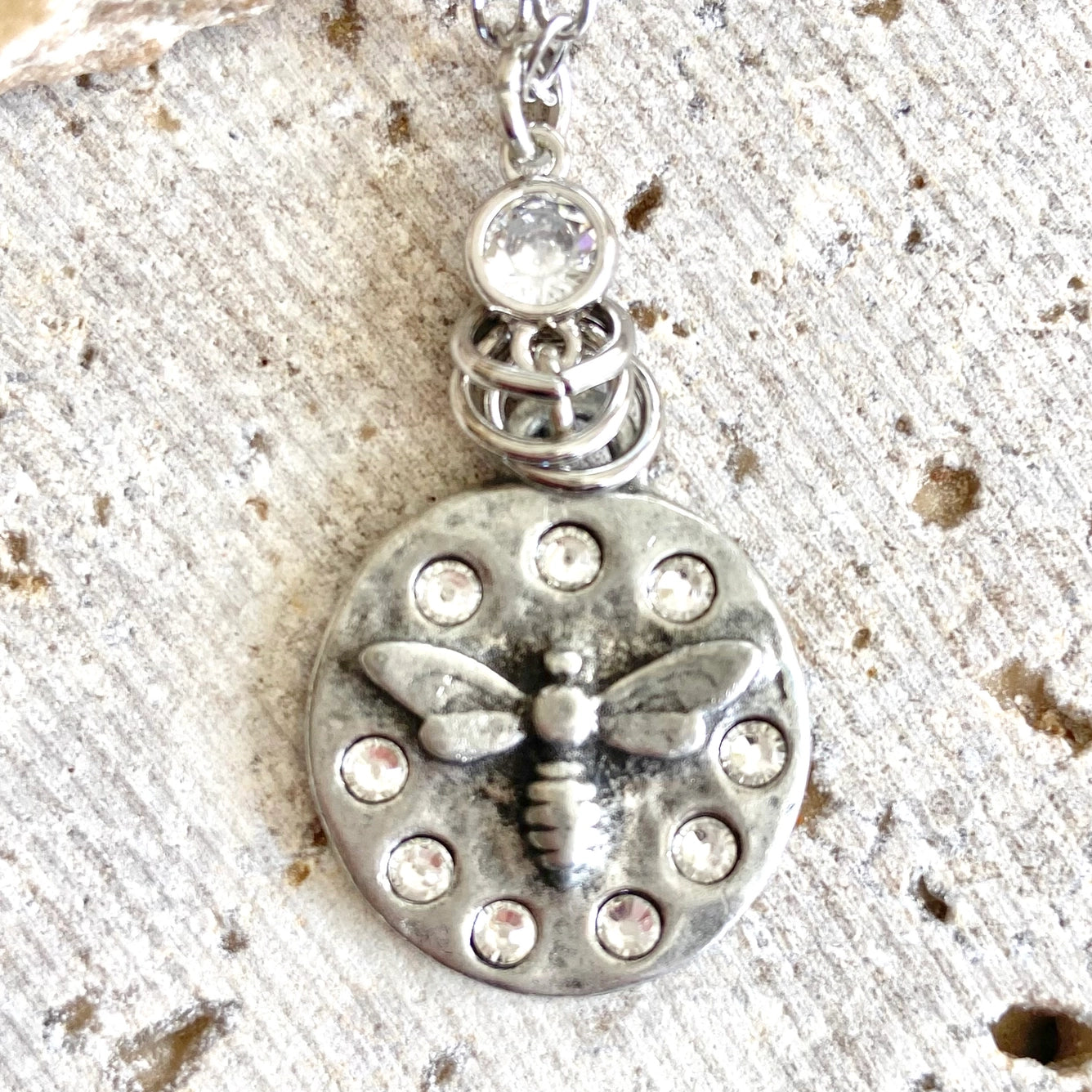 Hand Casted Bee Swarovski Crystal Necklace