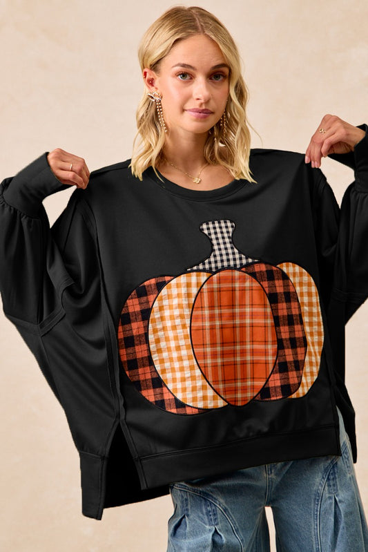 Pumpkin Patch Plaid Terry Sweatshirt