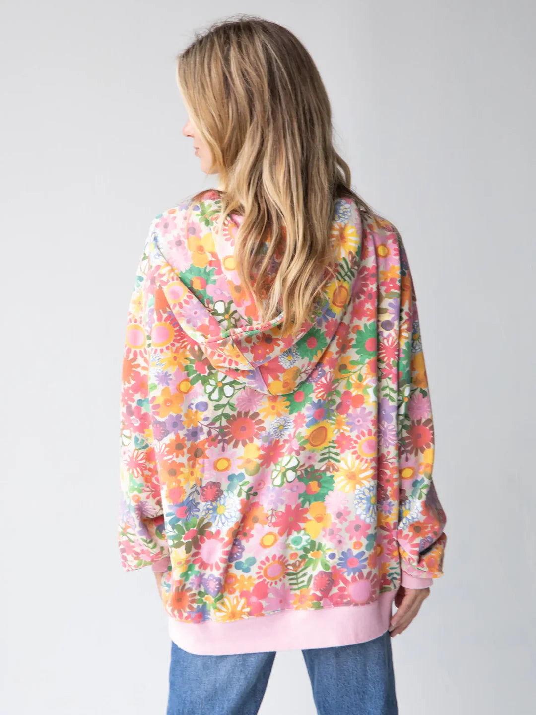 Natural Life Rainbow Floral Oversized Printed Sweatshirt