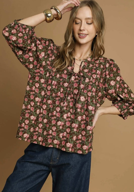 Bloom & Stroll Pintuck Blouse
