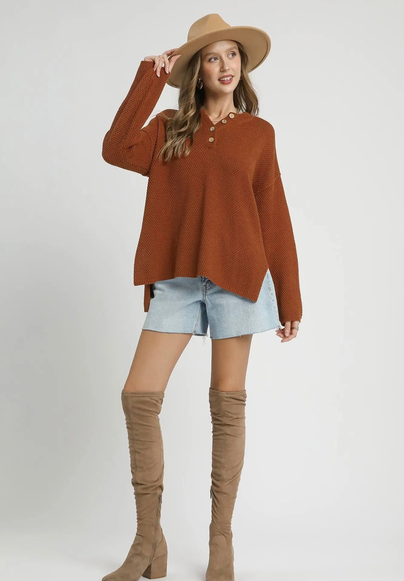 Everyday Cozy Textured Henley Sweater