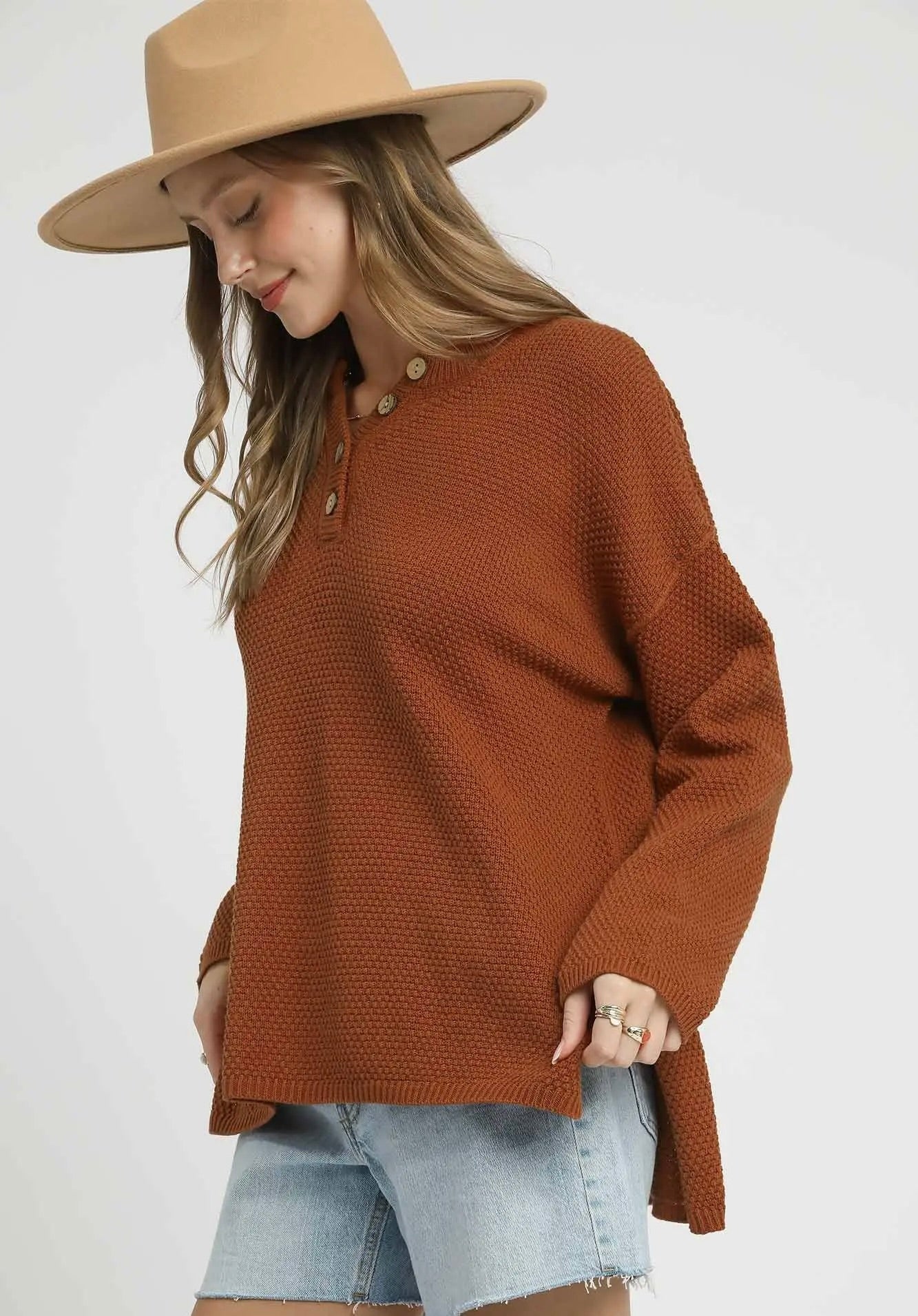 Everyday Cozy Textured Henley Sweater