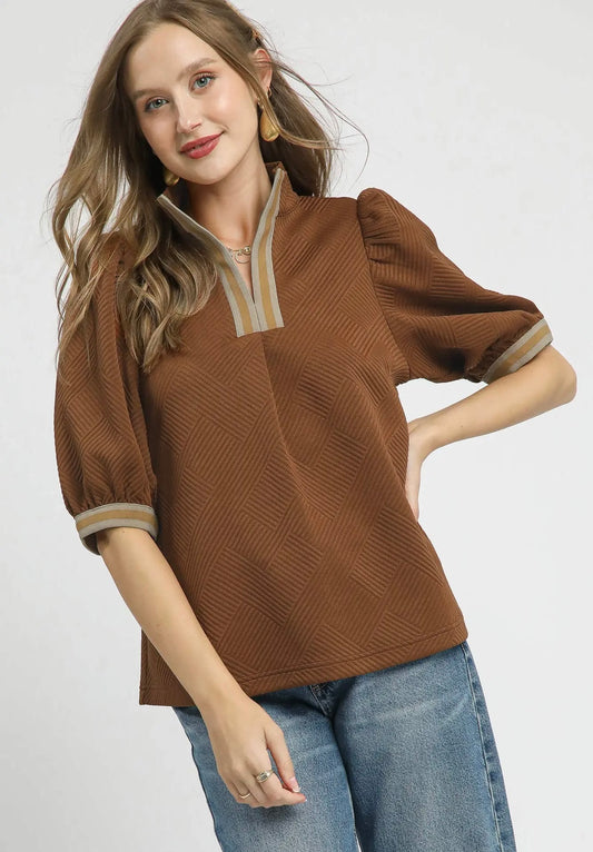 Stripe It Lucky Faux Half-Zip Top