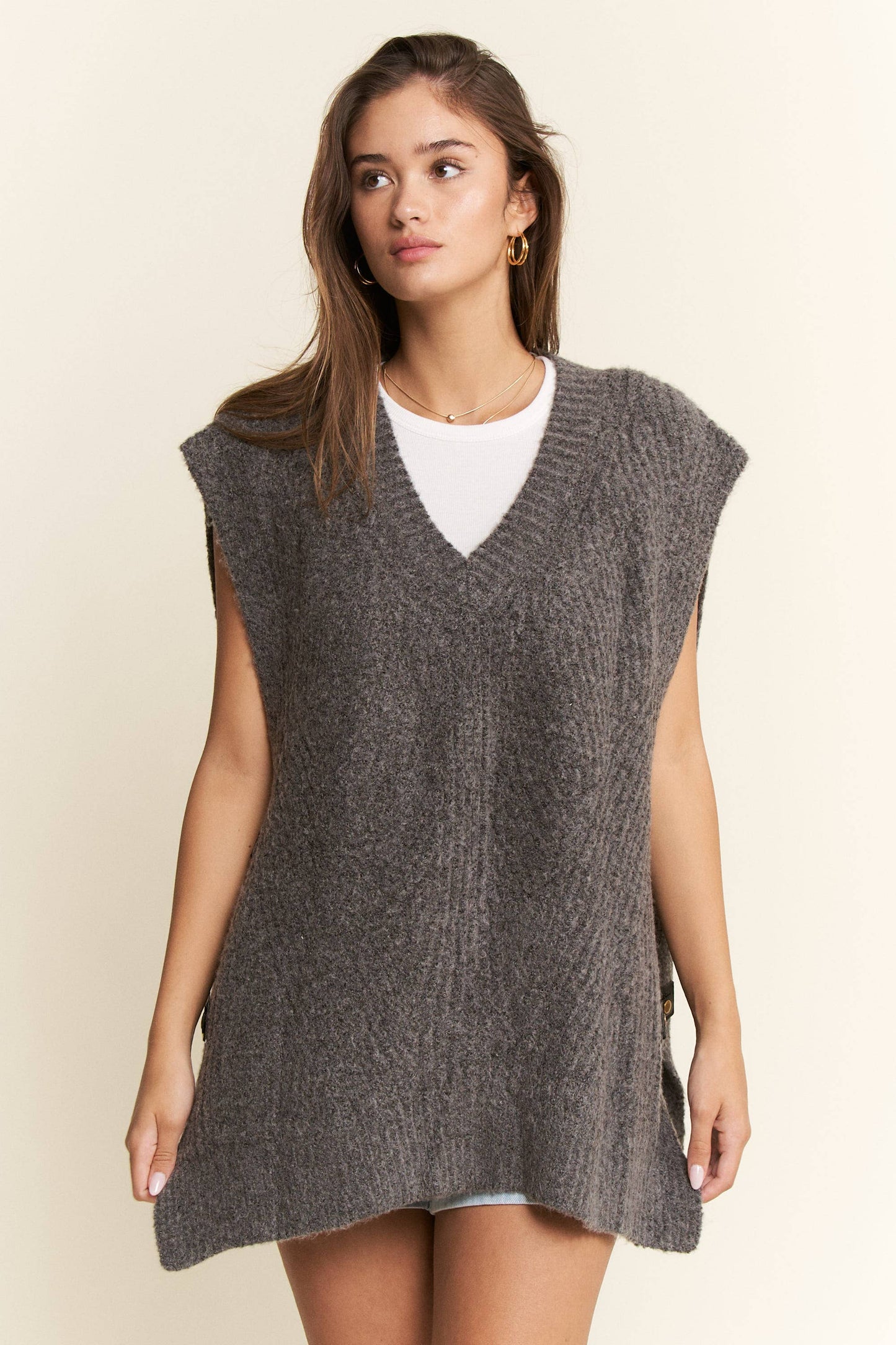 Buckle Up, Buttercup Oversized Sweater Vest