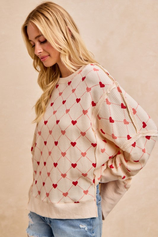 Sweetheart Waffle Thermal Sweatshirt