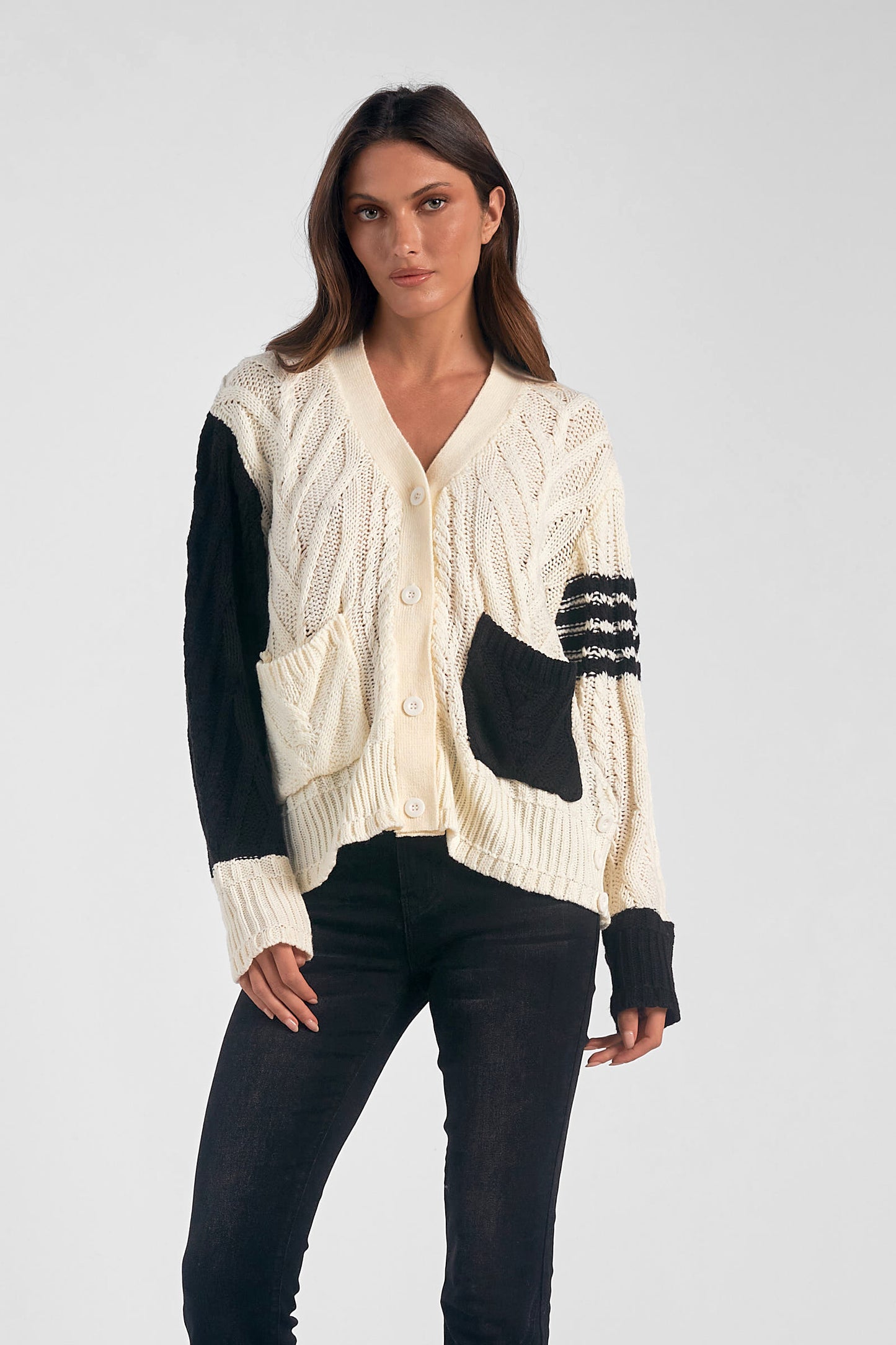 Black & White Color Block Cardigan