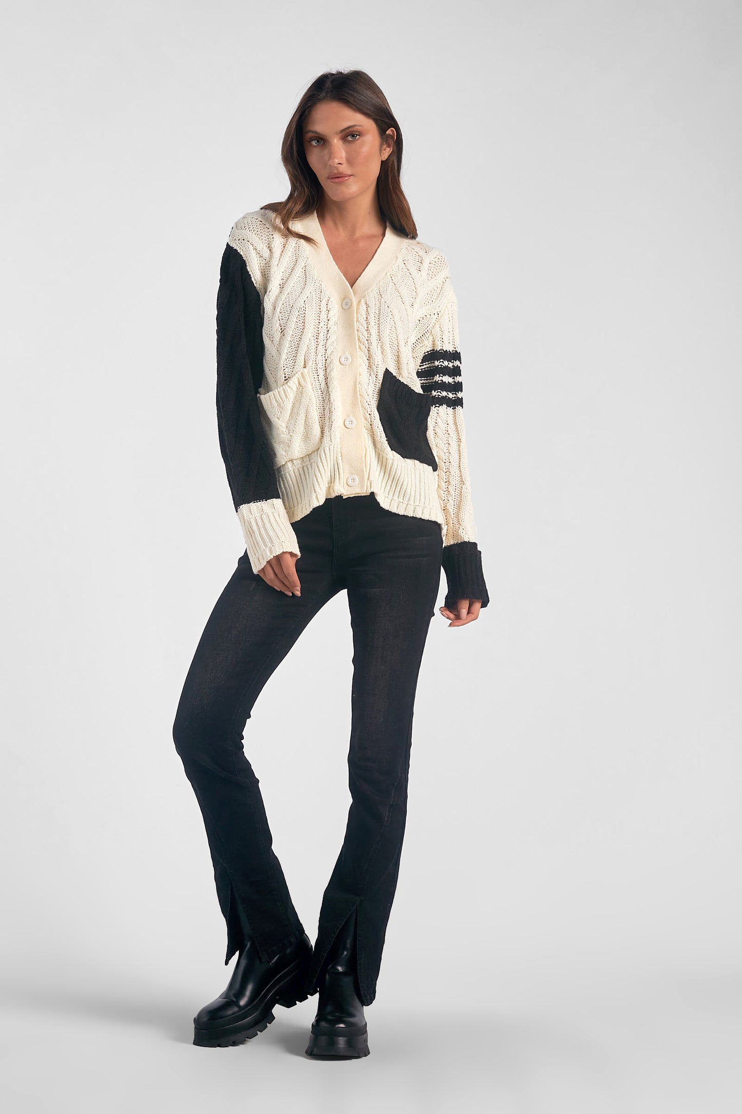 Black & White Color Block Cardigan