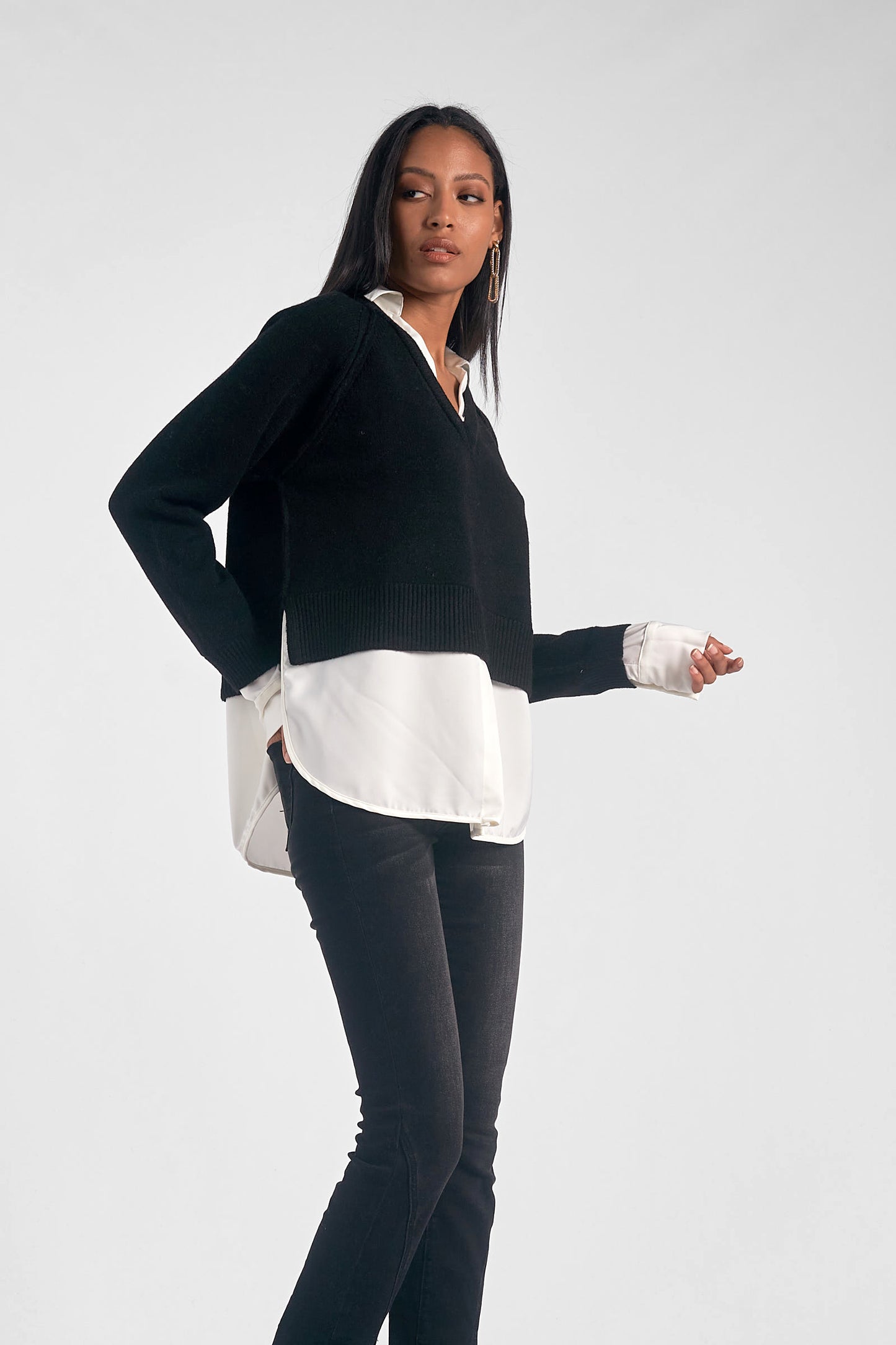 Black & White Sweater Shirt Combo