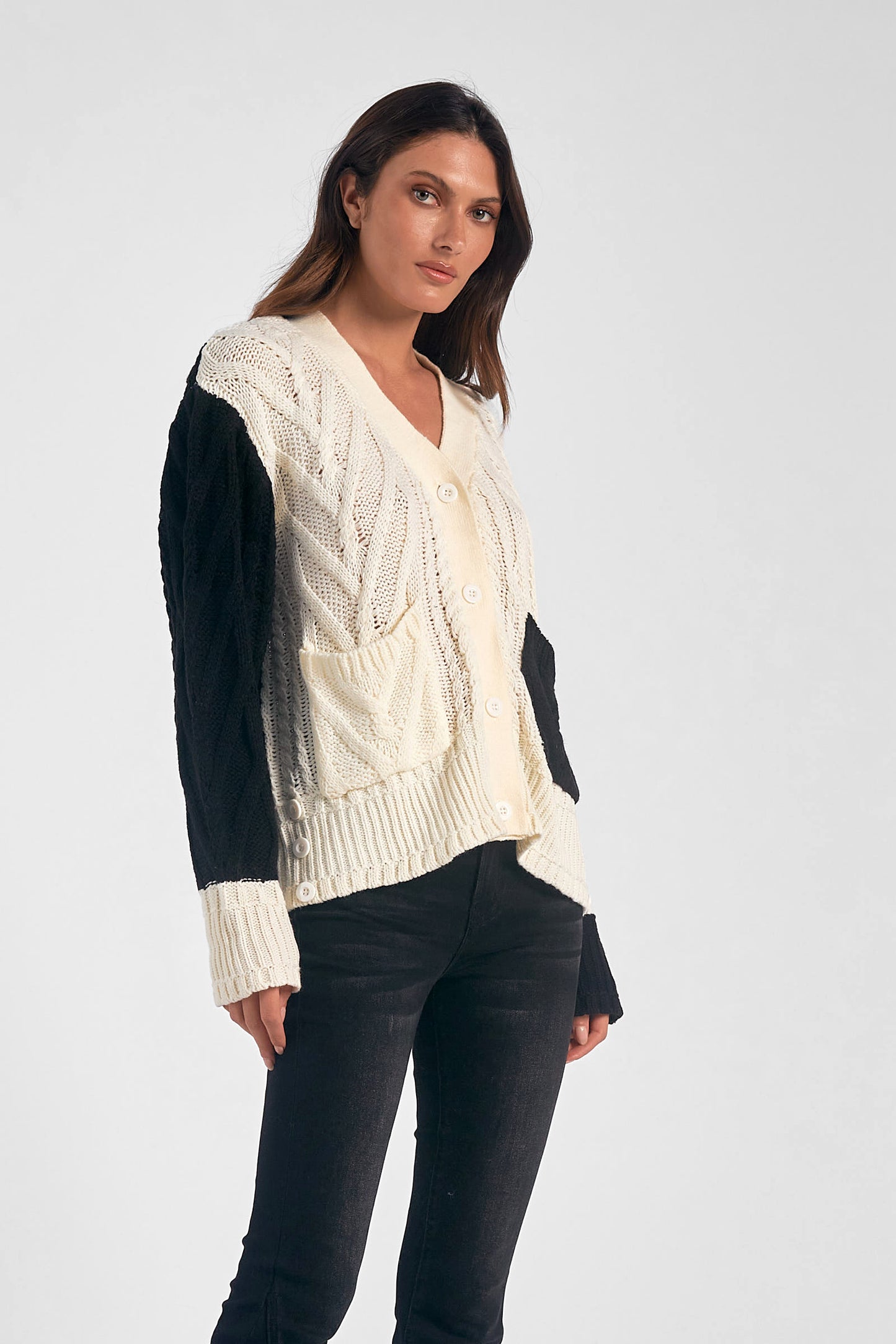 Black & White Color Block Cardigan