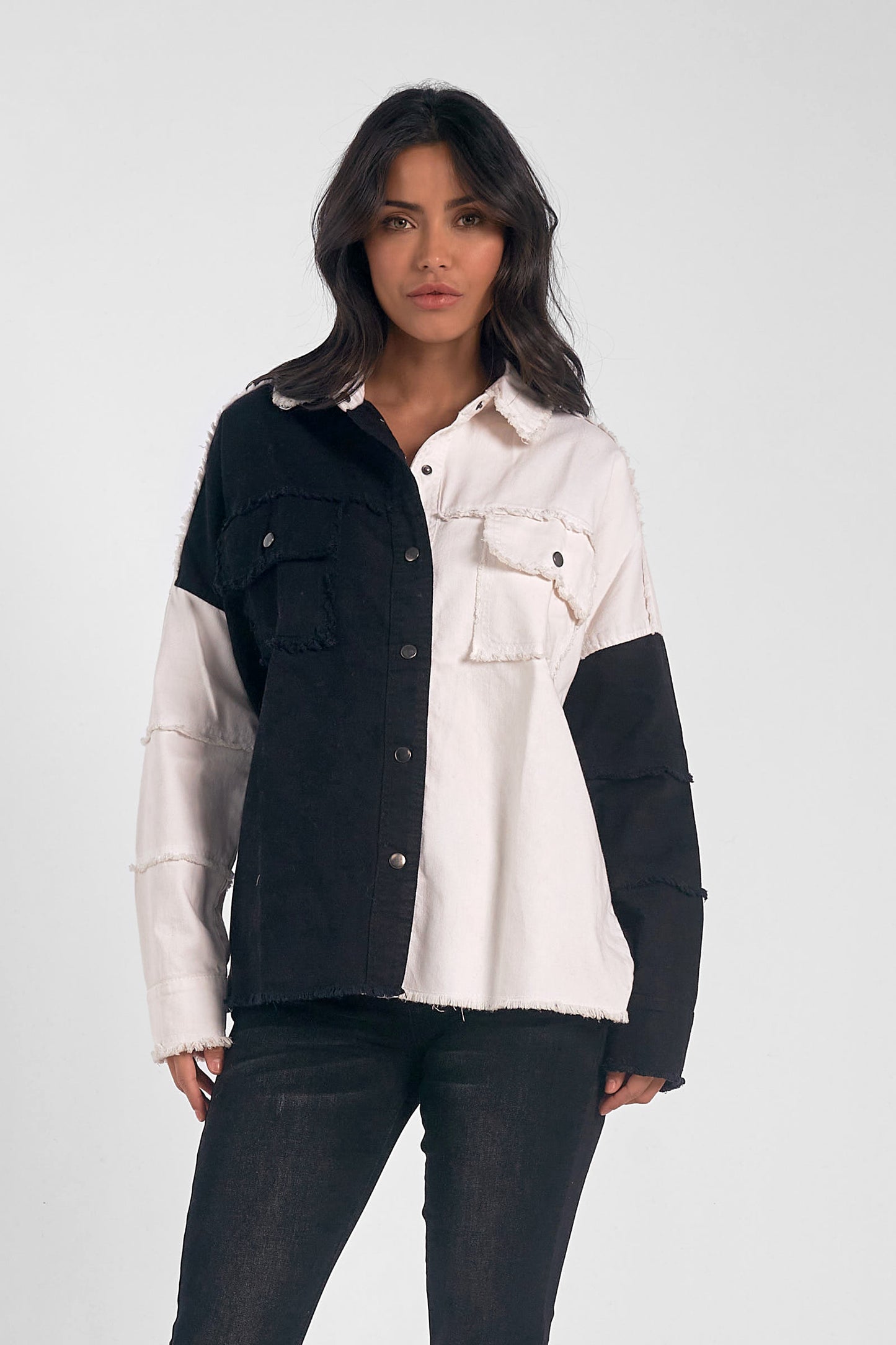 Black & White Color Block Shacket