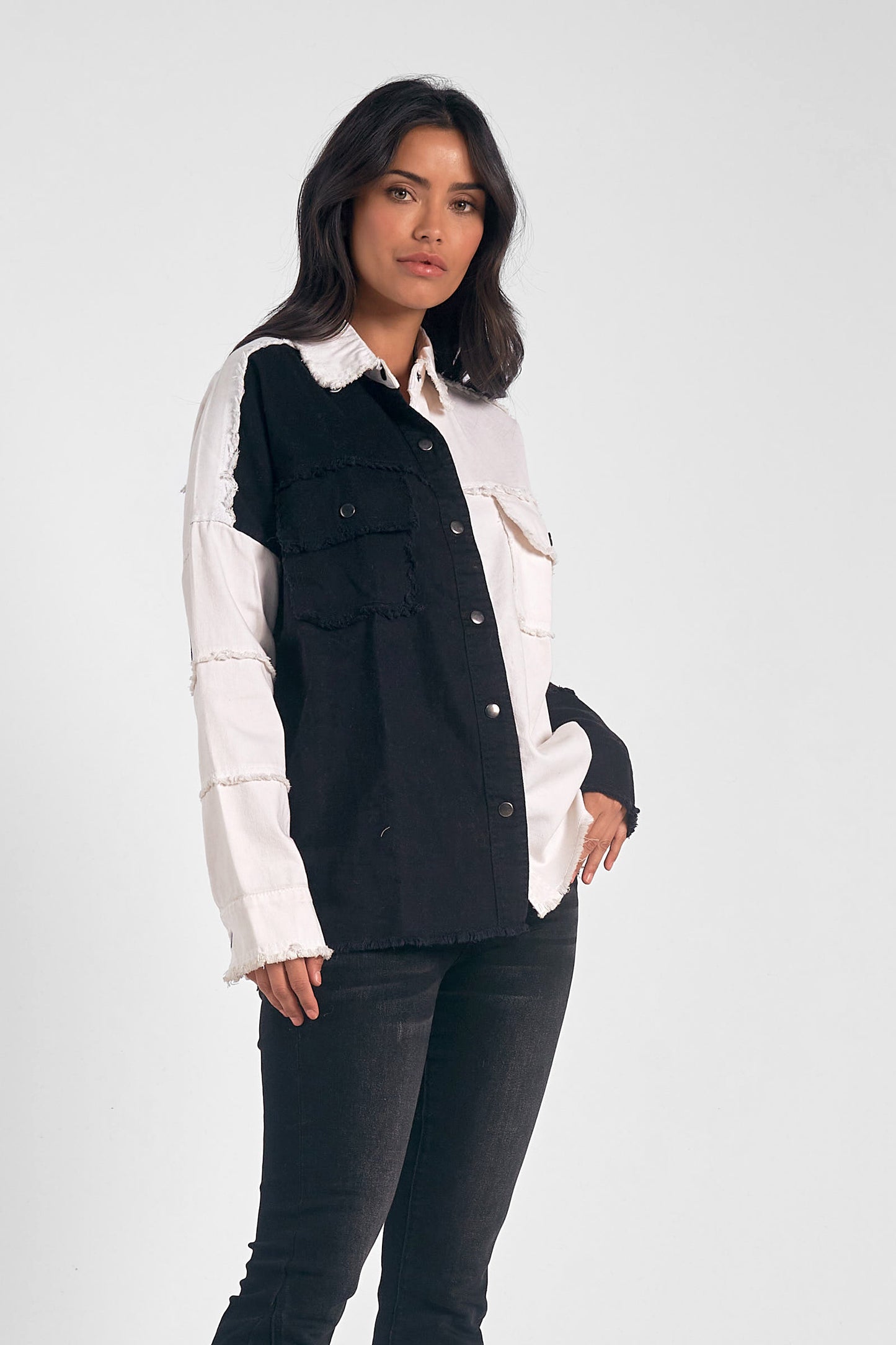 Black & White Color Block Shacket