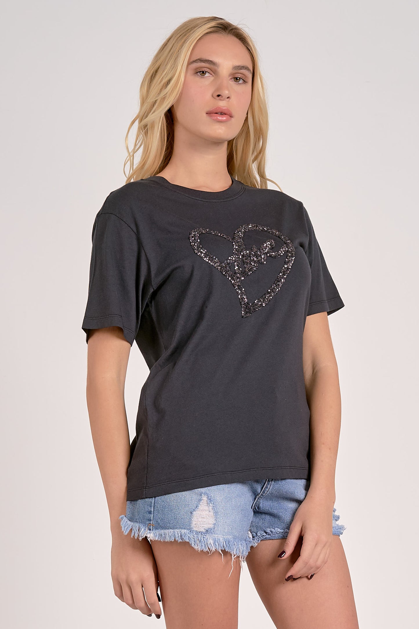 Black Love Print Crewneck T-Shirt