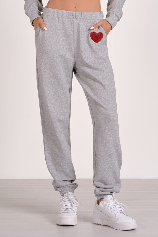 Heart Accent Elastic Waist Joggers