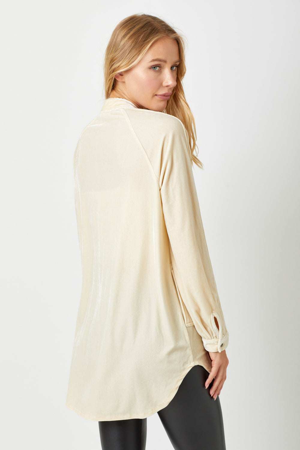 Raglan Sleeve Velvet Shirt