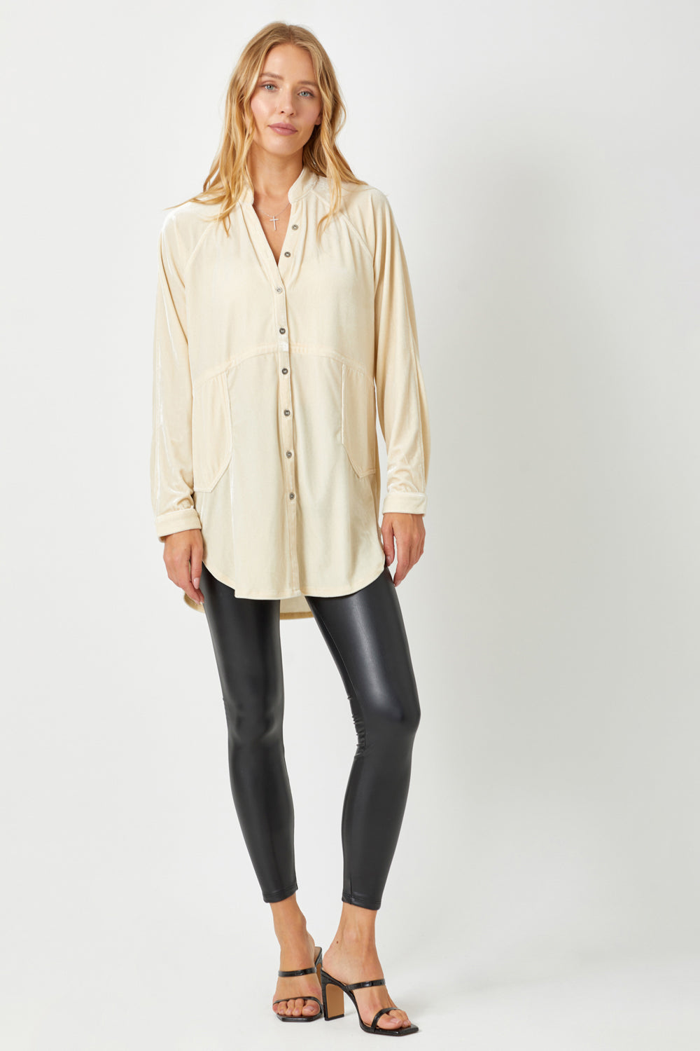 Raglan Sleeve Velvet Shirt