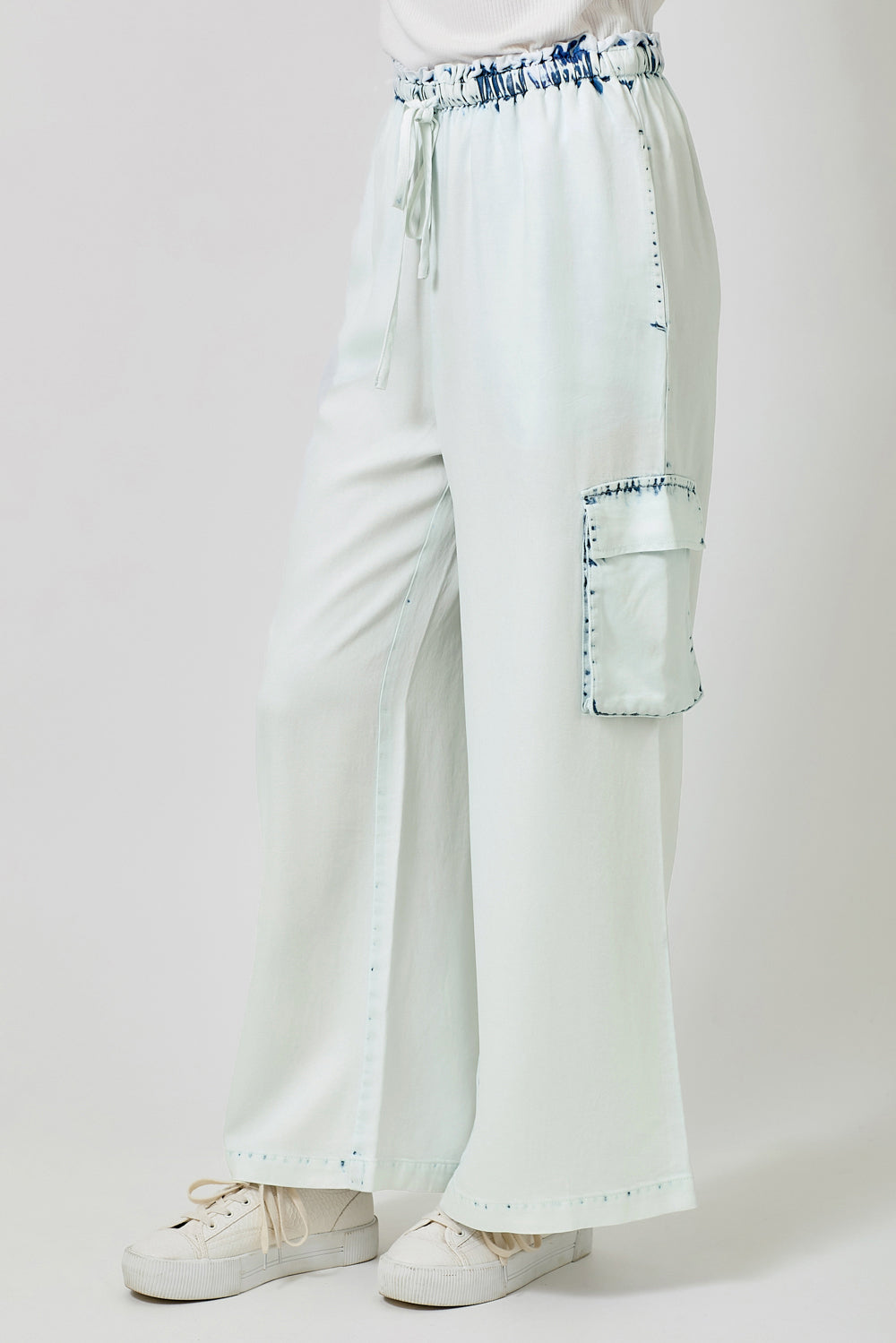 Tencel Wide Leg Cargo Pants