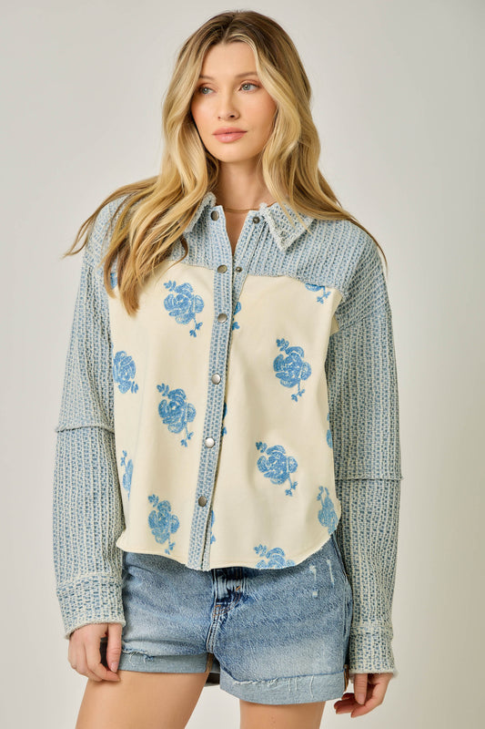 Wildflower Muse Mixed Denim Jacket