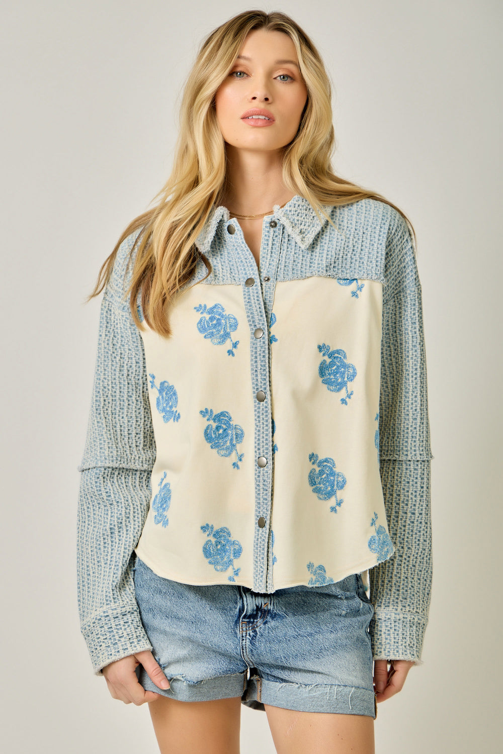 Wildflower Muse Mixed Denim Jacket
