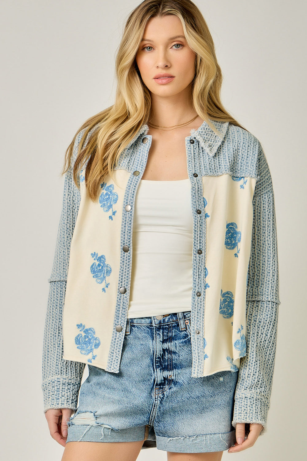 Wildflower Muse Mixed Denim Jacket