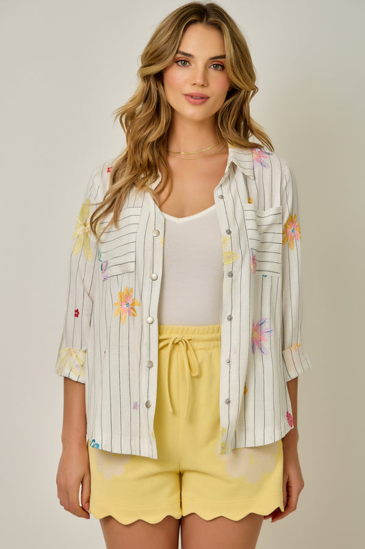 The Pinstripe Prairie Shacket