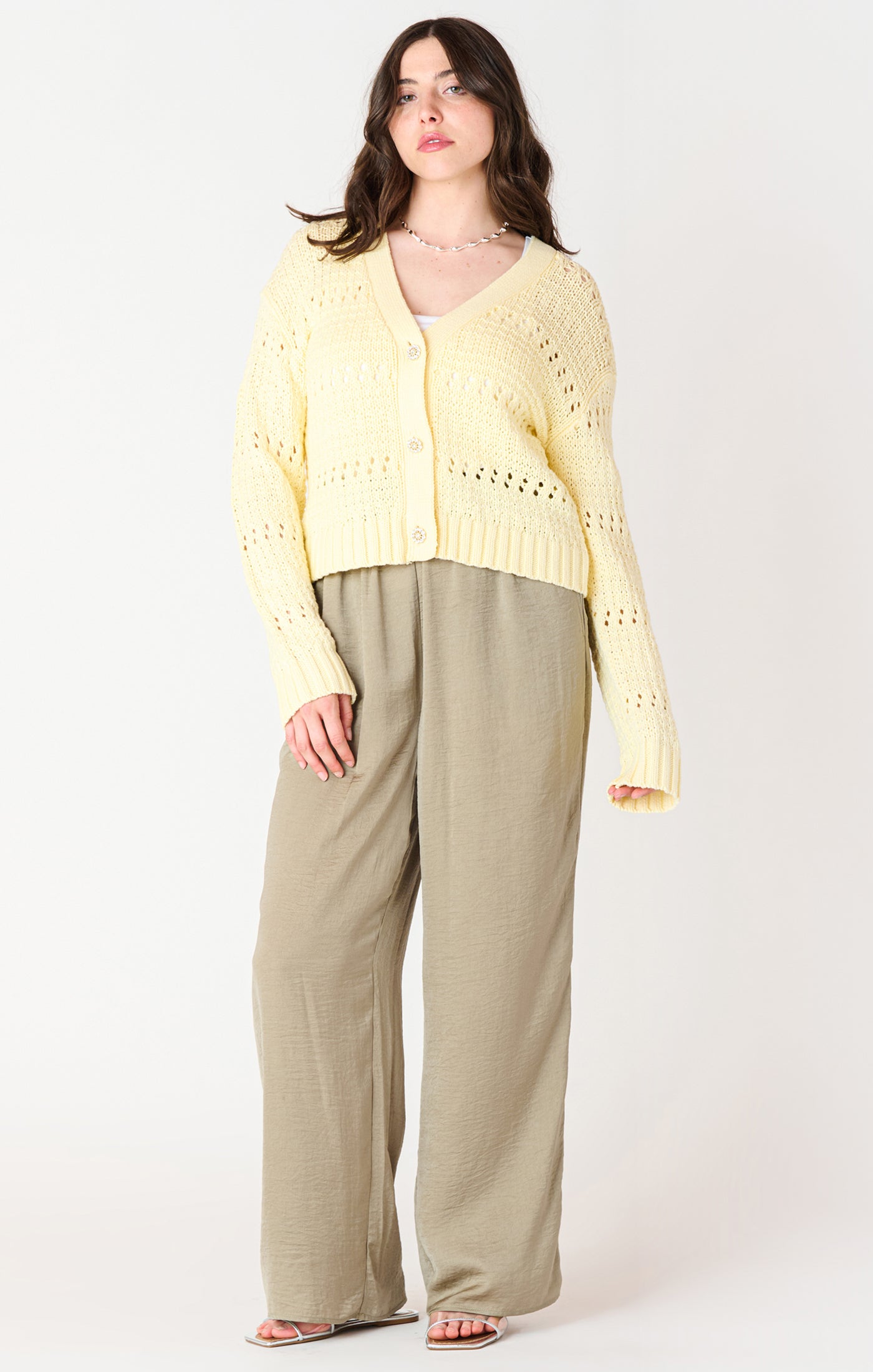 Lemon Meringue Open Stitch Cropped Cardigan