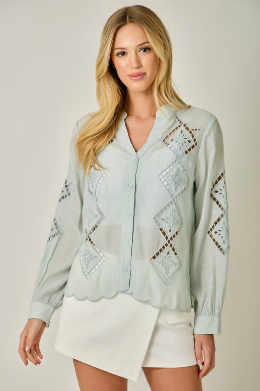 The Sweet Scallop Eyelet Blouse