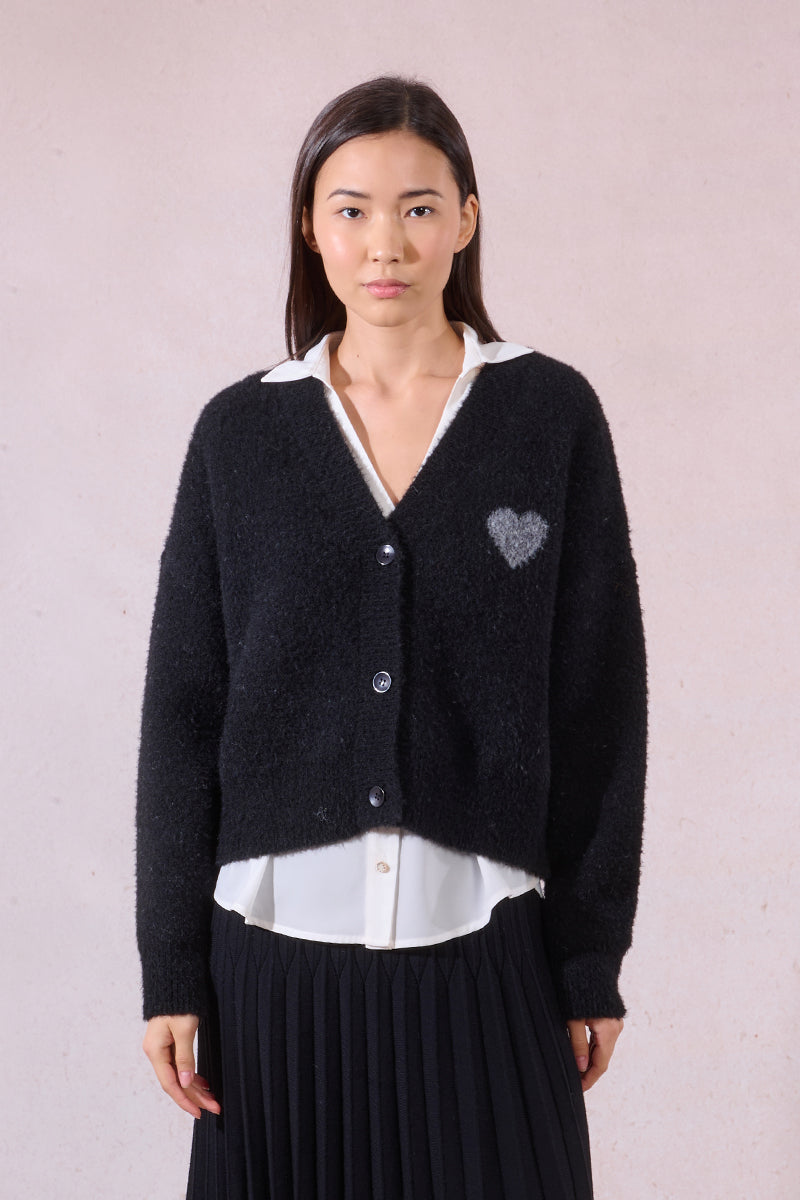 Sweetheart Fuzzy V-Neck Sweater