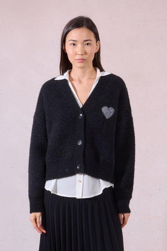 Sweetheart Fuzzy V-Neck Sweater