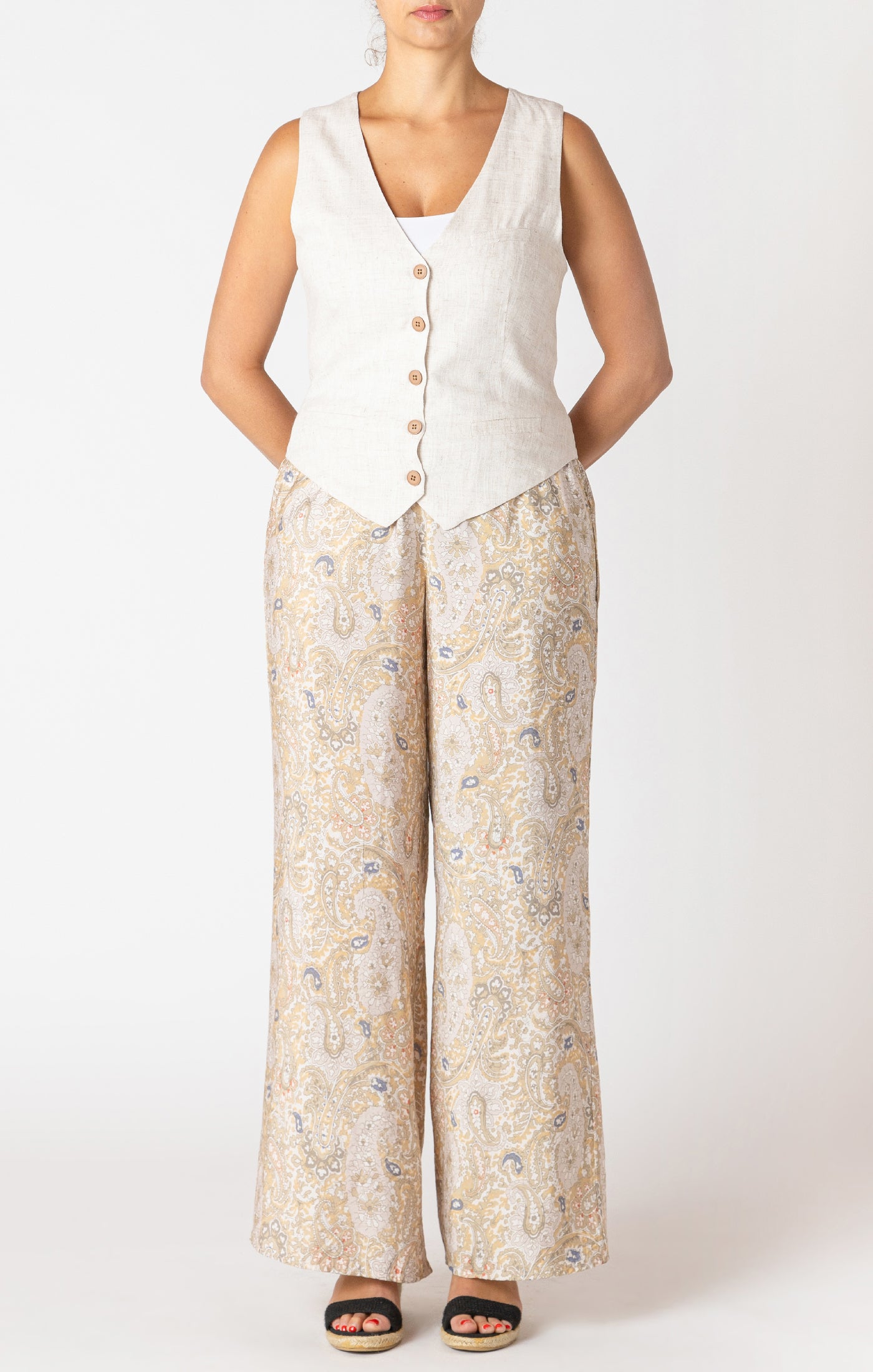 Spring Paisley Wide Leg Flowy Pants