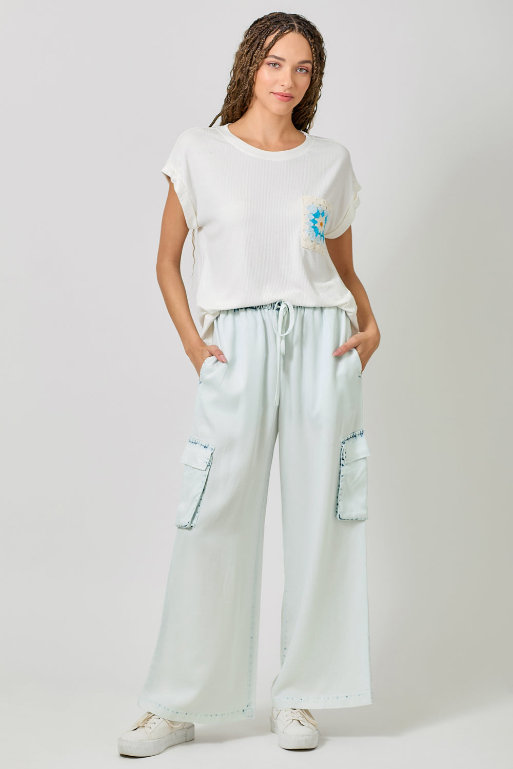 Tencel Wide Leg Cargo Pants