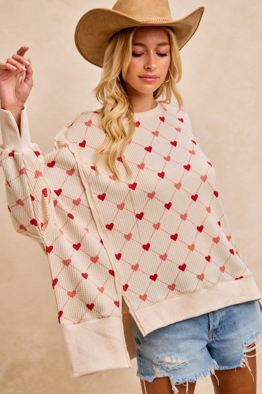 Sweetheart Waffle Thermal Sweatshirt