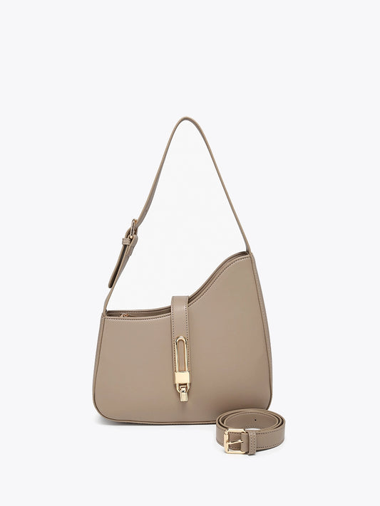 Lock Accent Havana Asymmetrical Shoulder Bag