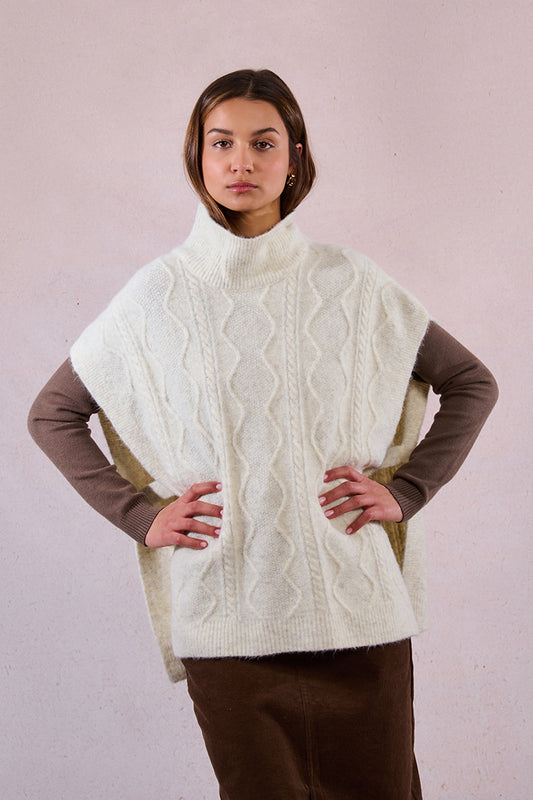 Cozy Chic Sleeveless Turtleneck Poncho