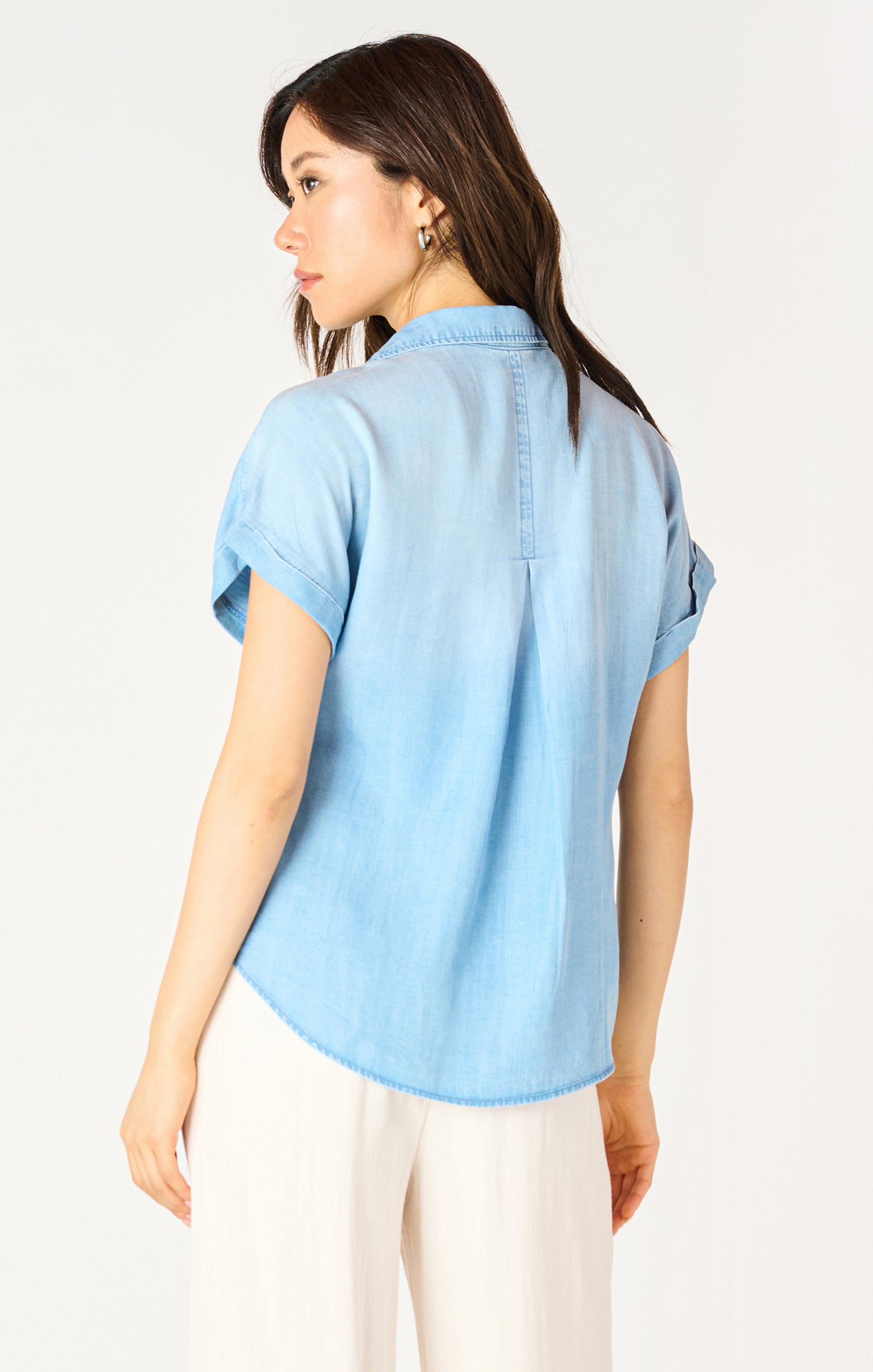 Blue Wash Button Up Top