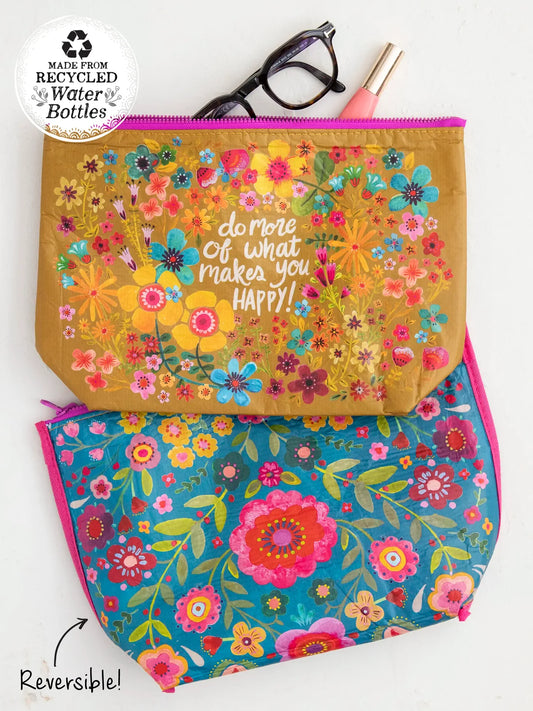 Makes You Happy Recycled Zipper Pouch