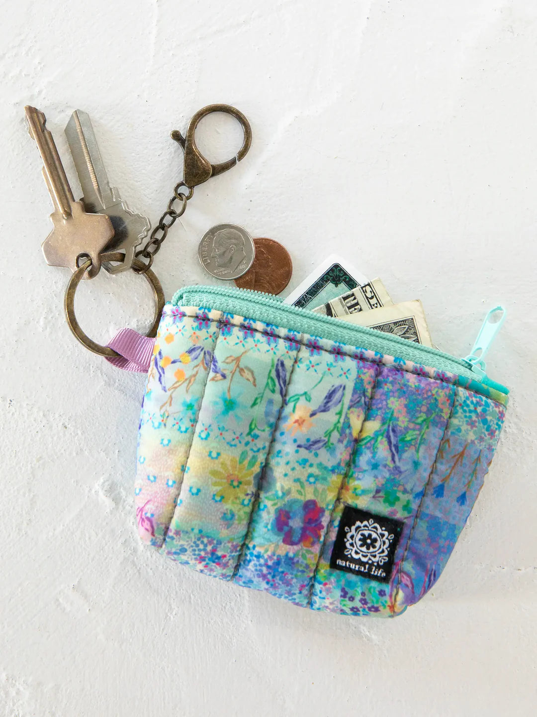 Natural Life Mini Puffy Coin Purse Key Clip