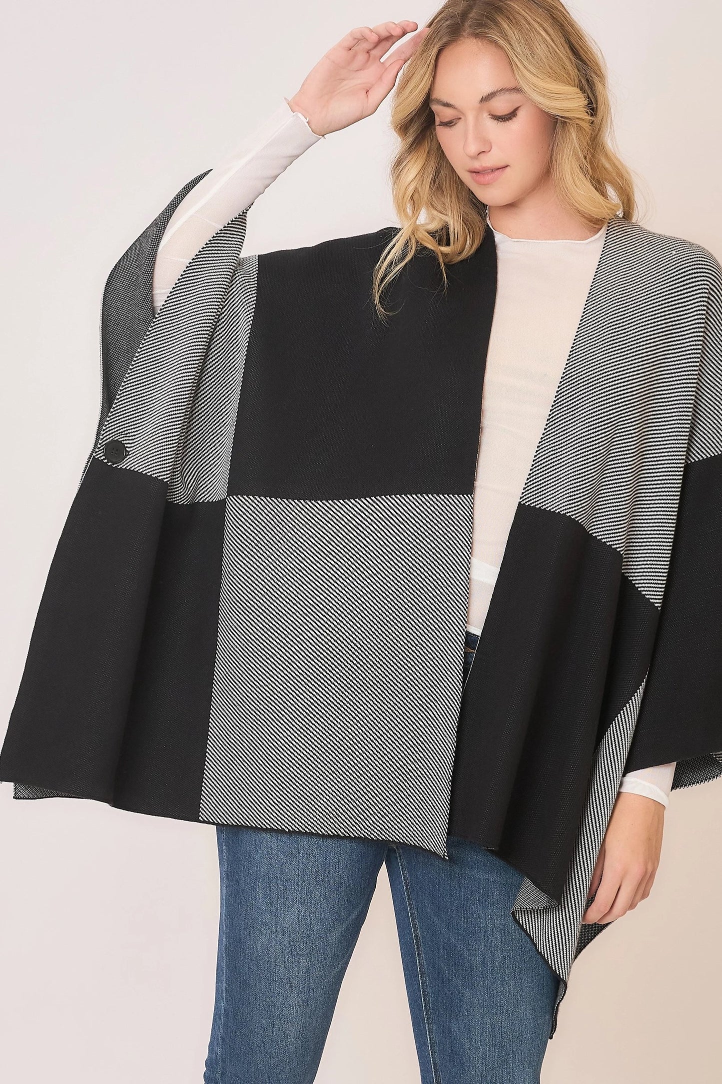 Luxe Layers Plaid Blanket Poncho